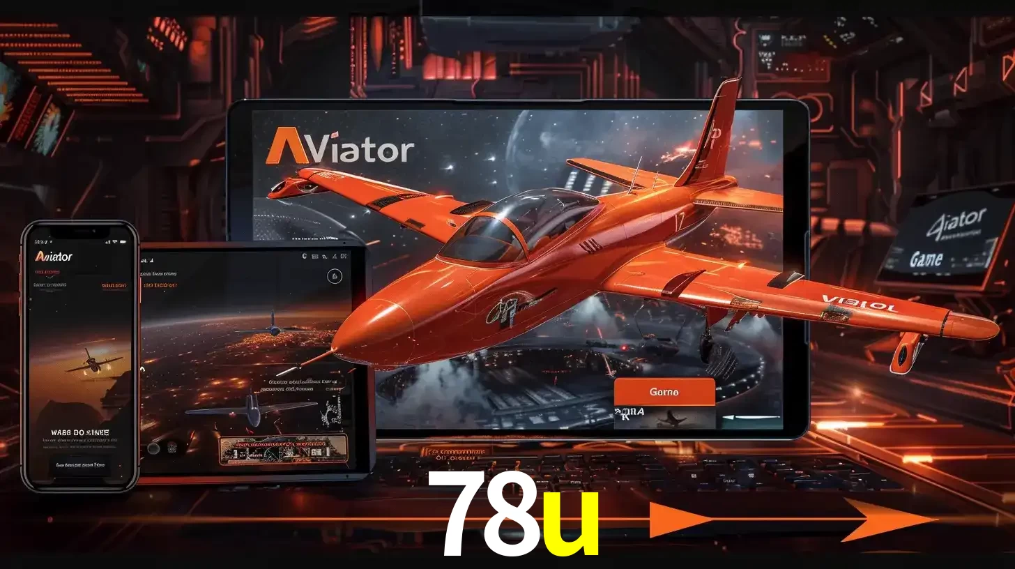 Apresentação tecnológica do jogo Aviator com um avião saindo da tela de um tablet, demonstrando a experiência imersiva em múltiplos dispositivos no 78u.