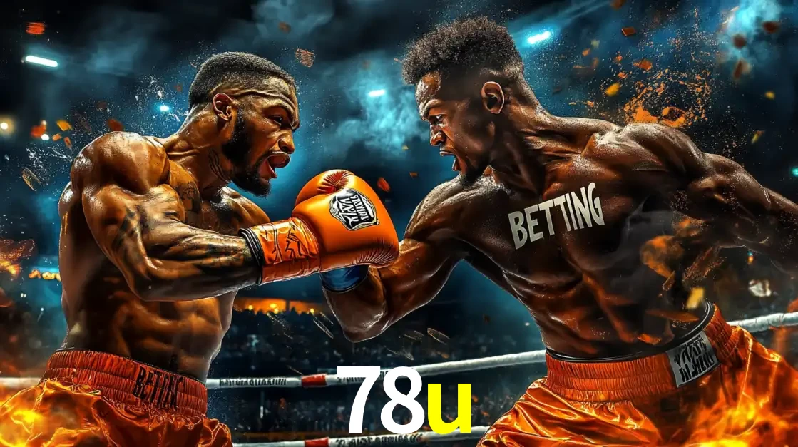 Dois boxeadores em uma luta intensa e explosiva, representando a adrenalina e as oportunidades de apostas em esportes de combate disponíveis na plataforma 78u.