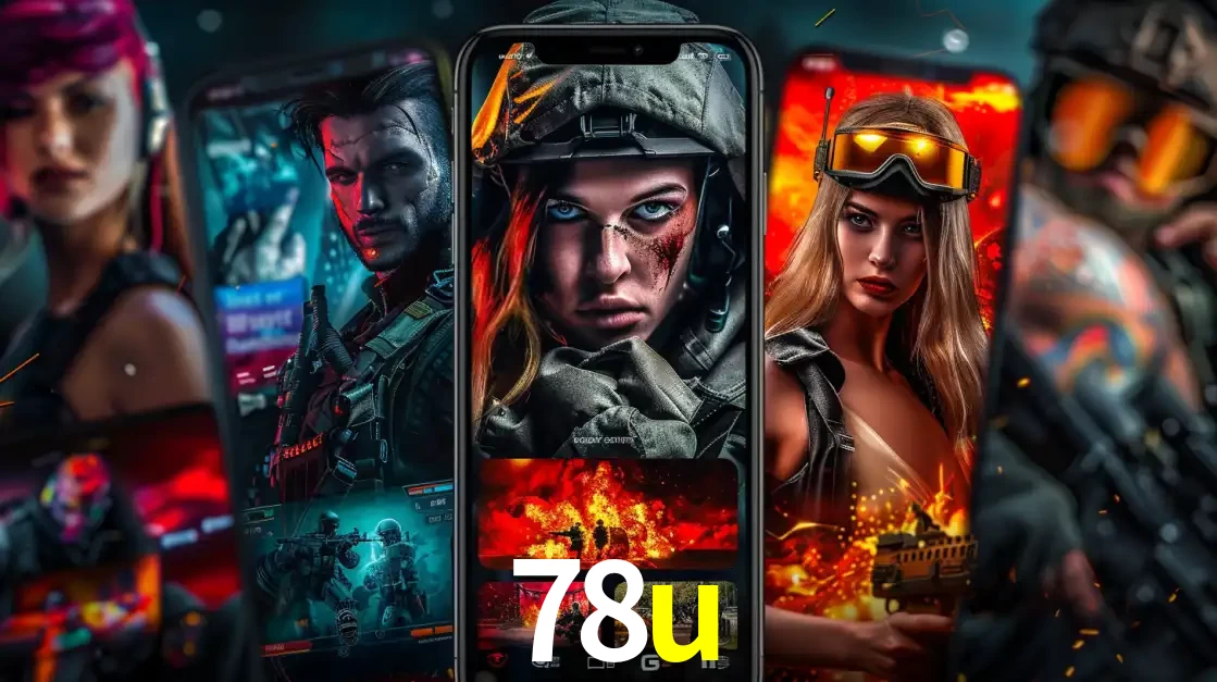 Montagem de telas de celular mostrando diversos personagens, masculinos e femininos, de um jogo de tiro, ilustrando a diversidade de equipes de e-sports para apostar no 78u.