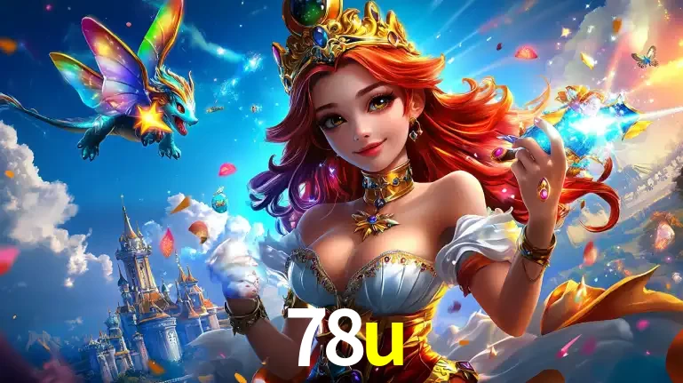 A princesa de um reino de fantasia mágico, com seu pequeno dragão, apresentando um mundo de prêmios encantados nos jogos de caça-níqueis do cassino 78u.